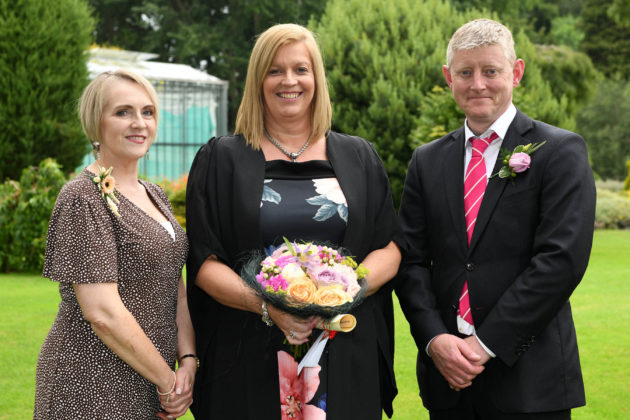 Blooming success Angela Dunlop (Portavogie), graduated at Greenmount Campus Horticulture Awards Ceremony where she was awarded the DAERA Prize for achieving the highest marks on the Level 2 Diploma in Floristry course by Stephen Thompson (Managing Director, Out There) and Sherry Suett (Lecturer, CAFRE).