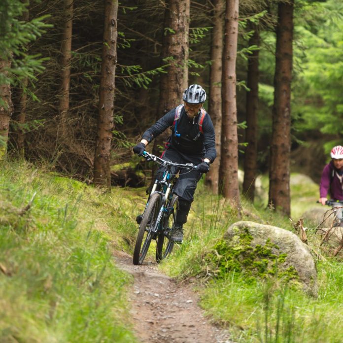 A man biking in Dublin forests